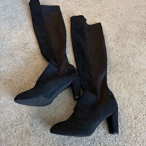 Women's Black Over-the-Knee Block Heel Boots